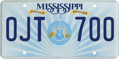 MS license plate OJT700