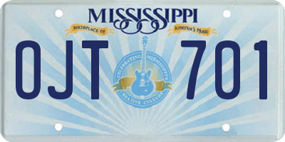 MS license plate OJT701