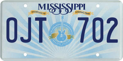 MS license plate OJT702
