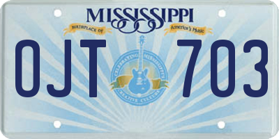 MS license plate OJT703