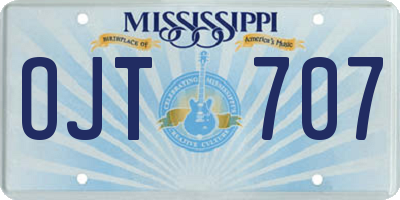 MS license plate OJT707