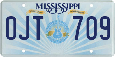 MS license plate OJT709