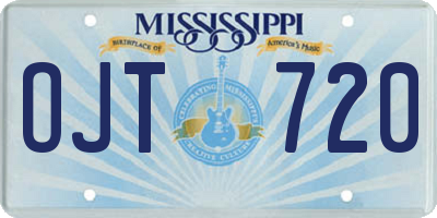 MS license plate OJT720