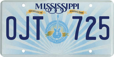 MS license plate OJT725
