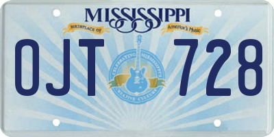 MS license plate OJT728