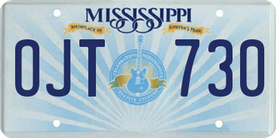 MS license plate OJT730