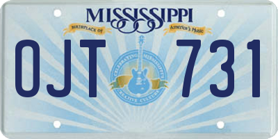 MS license plate OJT731