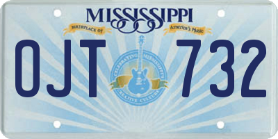 MS license plate OJT732
