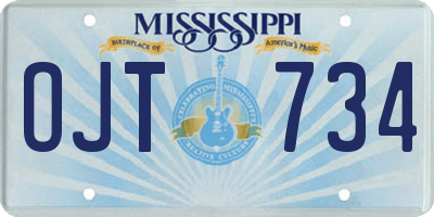 MS license plate OJT734