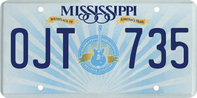 MS license plate OJT735