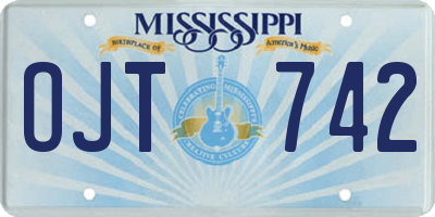 MS license plate OJT742
