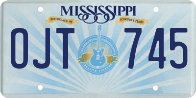 MS license plate OJT745