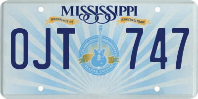 MS license plate OJT747