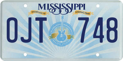 MS license plate OJT748