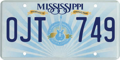 MS license plate OJT749