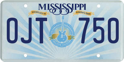 MS license plate OJT750