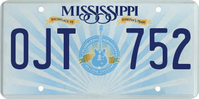 MS license plate OJT752