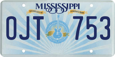 MS license plate OJT753