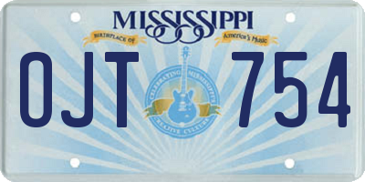 MS license plate OJT754