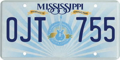 MS license plate OJT755