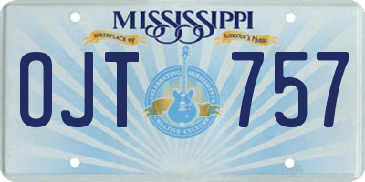 MS license plate OJT757