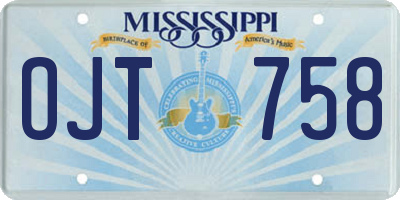 MS license plate OJT758