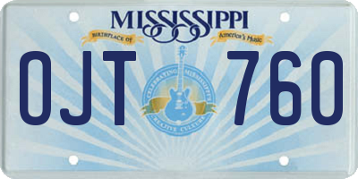 MS license plate OJT760