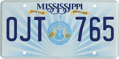 MS license plate OJT765