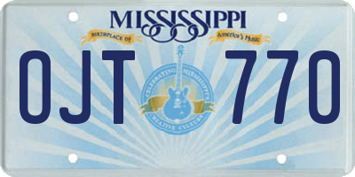 MS license plate OJT770
