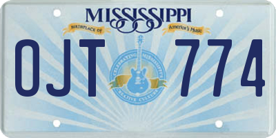 MS license plate OJT774
