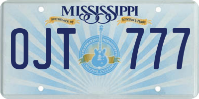 MS license plate OJT777