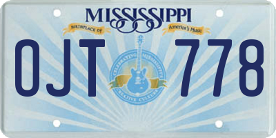 MS license plate OJT778