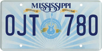 MS license plate OJT780