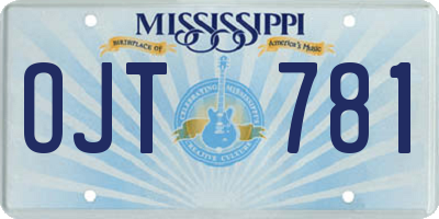 MS license plate OJT781