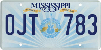 MS license plate OJT783