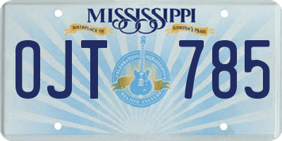 MS license plate OJT785