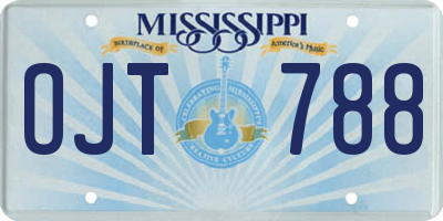 MS license plate OJT788