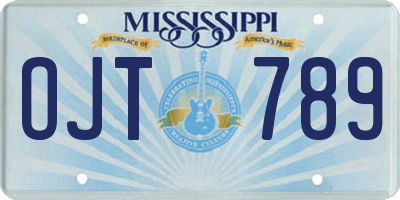 MS license plate OJT789