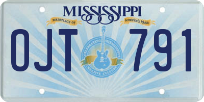 MS license plate OJT791