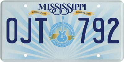 MS license plate OJT792