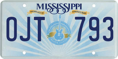 MS license plate OJT793