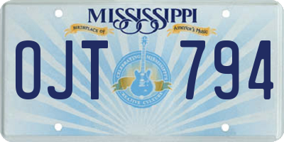 MS license plate OJT794