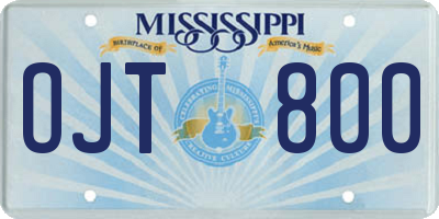 MS license plate OJT800