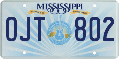 MS license plate OJT802