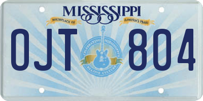 MS license plate OJT804