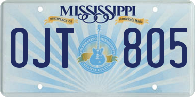 MS license plate OJT805