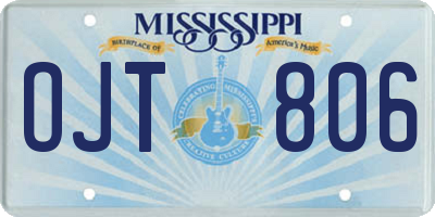 MS license plate OJT806