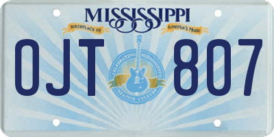 MS license plate OJT807