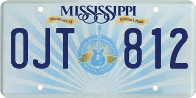MS license plate OJT812