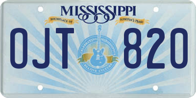 MS license plate OJT820
